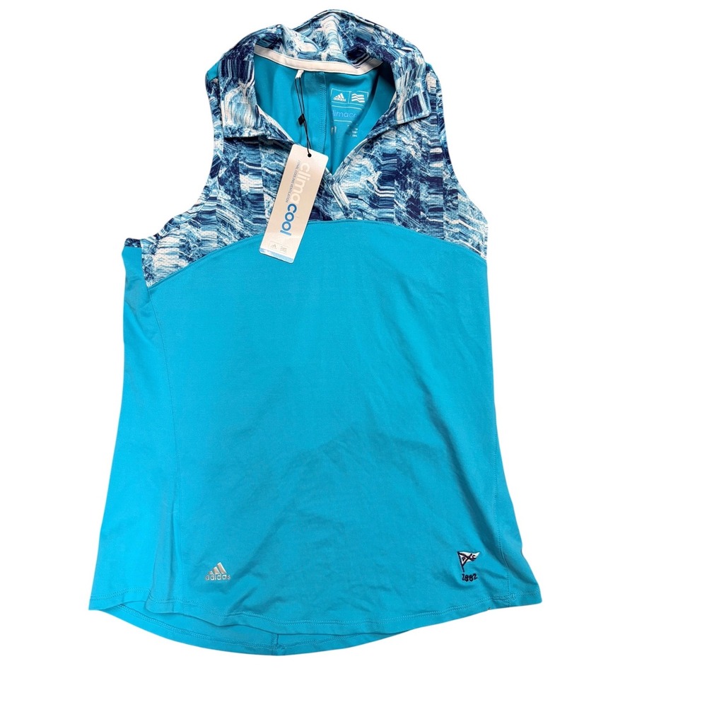 Adidas Golf Womens Climacool Sleeveless Polo Shirt Blue Graphic Size M